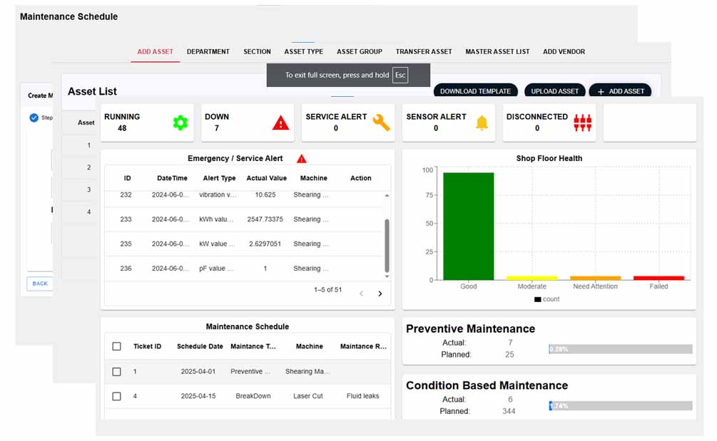 Analytics dashboard for manufacturing operations